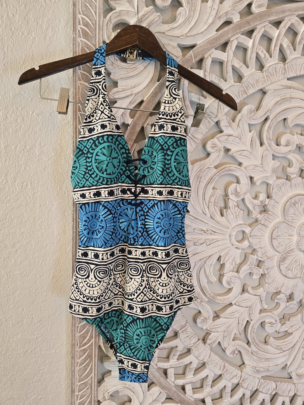Tory Burch Women’s One Piece Printed Geometric Padded Swimsuit S